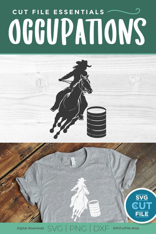 Barrel Racer svg-Barrel Racing SVG with Cowgirl in a Rodeo SVG SVG Cut File 