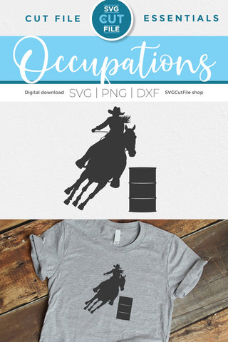 Barrel Racer svg-Barrel Racing SVG with Cowgirl in a Rodeo SVG SVG Cut File 