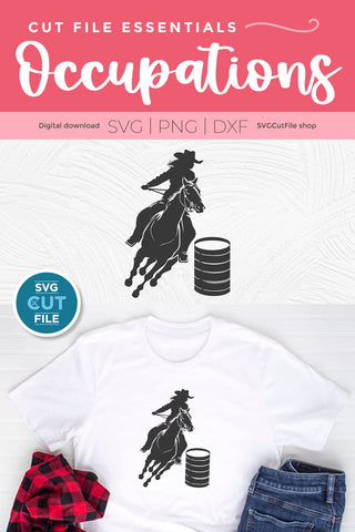 Barrel Racer svg-Barrel Racing SVG with Cowgirl in a Rodeo SVG SVG Cut File 