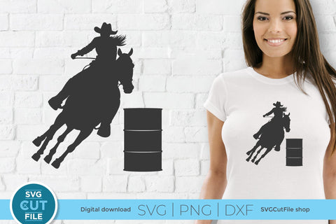 Barrel Racer svg-Barrel Racing SVG with Cowgirl in a Rodeo SVG SVG Cut File 