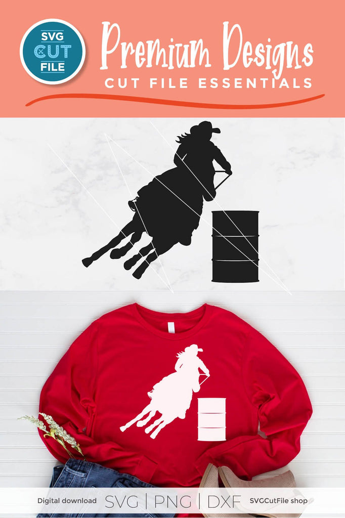 Barrel Racing svg-Barrel Racer SVG with Cowgirl in a Rodeo - So Fontsy