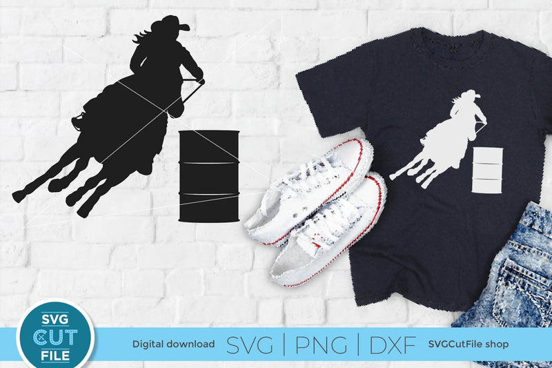 Barrel Racing svg-Barrel Racer SVG with Cowgirl in a Rodeo - So Fontsy