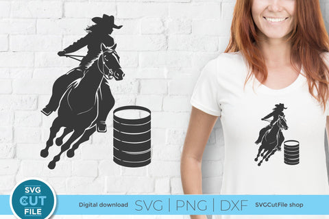 Barrel Racer svg-Barrel Racing SVG with Cowgirl in a Rodeo SVG SVG Cut File 