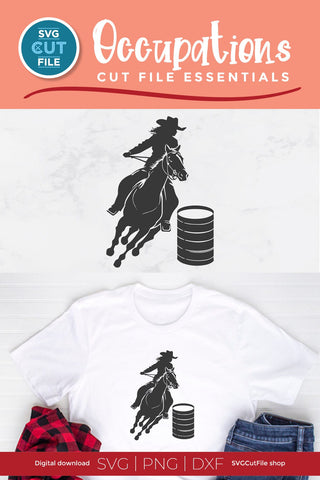 Barrel Racer svg-Barrel Racing SVG with Cowgirl in a Rodeo SVG SVG Cut File 