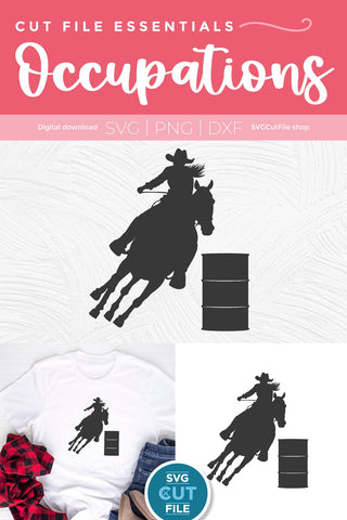 Barrel Racer svg-Barrel Racing SVG with Cowgirl in a Rodeo SVG SVG Cut File 