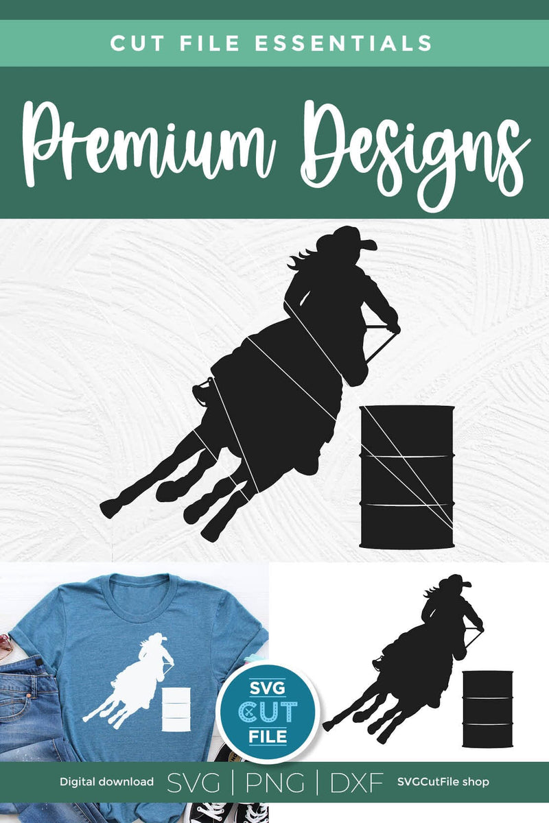 Barrel Racing svg-Barrel Racer SVG with Cowgirl in a Rodeo - So Fontsy