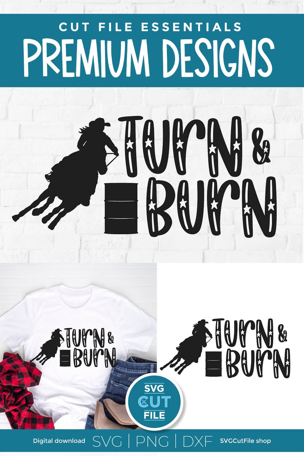 Barrel Racer svg-Barrel Racing SVG with Turn and Burn - So Fontsy
