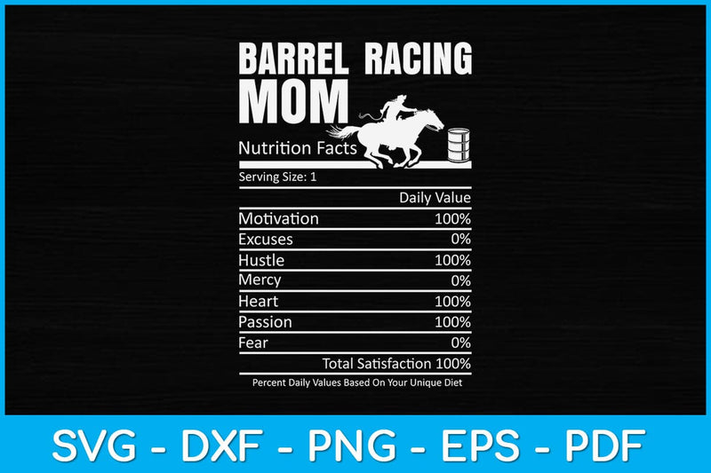 Barrel Racing Funny Nutrition Facts For Mom Svg Cutting File SVG Helal 