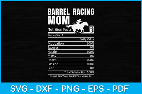 Barrel Racing Funny Nutrition Facts For Mom Svg Cutting File SVG Helal 