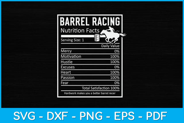 Barrel Racing Funny Nutrition Facts Svg Cutting File SVG Helal 
