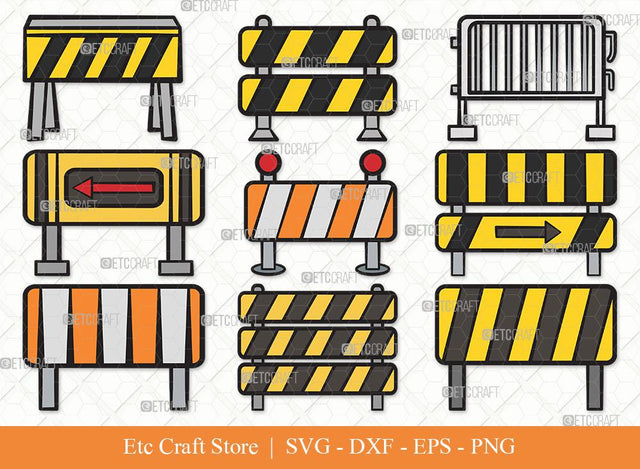 Barricades Clipart SVG Cut File | pedestrian barricades Svg | Movable Metal Barricades Svg | Steel Barriers Svg | Bundle SVG ETC Craft 
