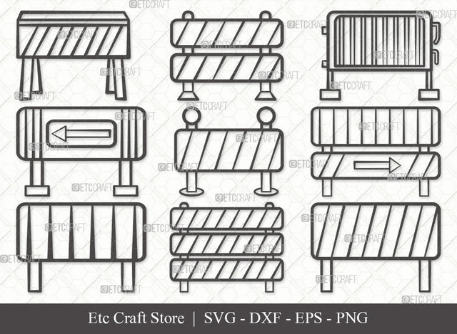 Barricades Outline SVG Cut File | pedestrian barricades Svg | Movable Metal Barricades Svg | Steel Barriers Svg | Bundle SVG ETC Craft 