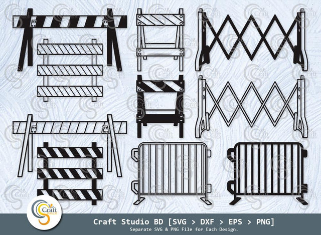 Barricades Silhouette, Barricades SVG, Pedestrian Barricades Svg, Movable Metal Barricades Svg, Steel Barriers Svg, Barricades Bundle SVG ETC Craft 