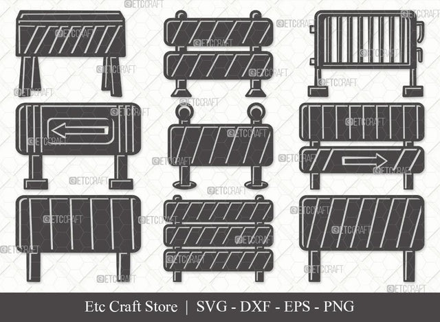 Barricades Silhouette SVG Cut File | pedestrian barricades Svg | Movable Metal Barricades Svg | Steel Barriers Svg | Bundle SVG ETC Craft 