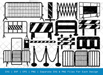 Barricades SVG, Barricades Silhouette, Stell Barriers Svg, Traffic Control Barricade Svg, Brass Barricades Svg, Pedestrian Barricades Svg, Barricades Bundle SVG ETC Craft 