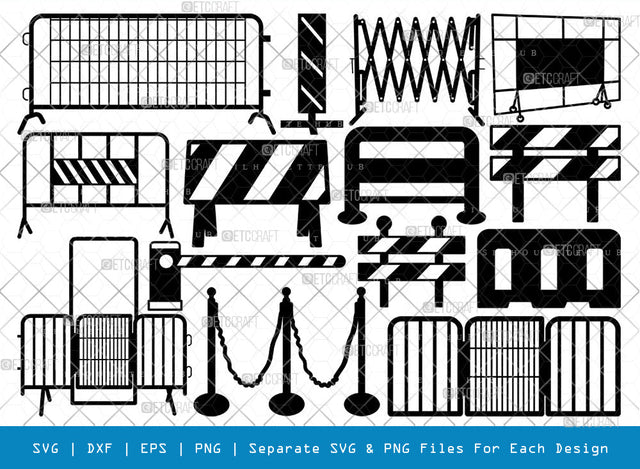Barricades SVG, Barricades Silhouette, Stell Barriers Svg, Traffic Control Barricade Svg, Brass Barricades Svg, Pedestrian Barricades Svg, Barricades Bundle SVG ETC Craft 