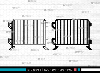 Barricades SVG, Barricades SVG, Pedestrian Barricades Svg, Movable Metal Barricades Svg, Steel Barriers Svg, Barricades SVG ETC Craft 