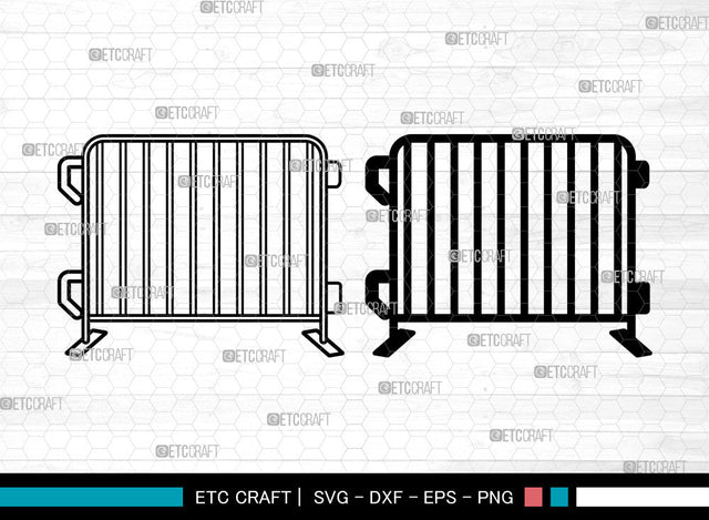 Barricades SVG, Barricades SVG, Pedestrian Barricades Svg, Movable Metal Barricades Svg, Steel Barriers Svg, Barricades SVG ETC Craft 