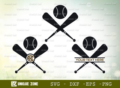 Base Ball Monogram SVG Cut File, Sports Ball Svg, Baseball Player Svg, Baseball Bat Svg, Ball Svg, Bat Svg, Base Ball Net Svg, Base Ball Love Shape Svg, Crossed Baseball Bats Svg, Crossed Baseball Svg, SVG Unique Zone 