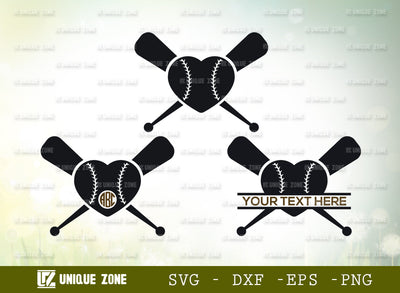 Base Ball Monogram SVG Cut File, Sports Ball Svg, Baseball Player Svg, Baseball Bat Svg, Ball Svg, Bat Svg, Base Ball Net Svg, Base Ball Love Shape Svg, Crossed Baseball Bats Svg, Crossed Baseball Svg, SVG Unique Zone 
