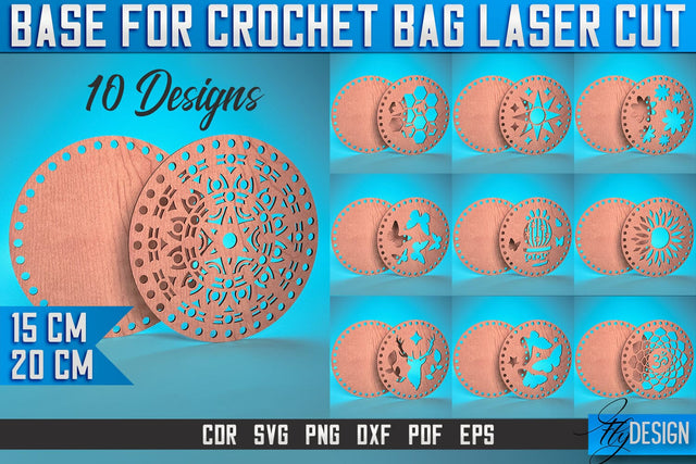 Base for Crochet Bag Laser Cut SVG | Accessories Laser Cut SVG Design | CNC Files SVG Fly Design 