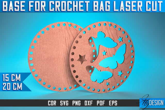 Base for Crochet Bag Laser Cut SVG | Accessories Laser Cut SVG Design | CNC Files SVG Fly Design 