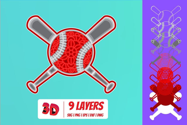 Baseball 2 3D Layered SVG Cut File SVG SvgOcean 