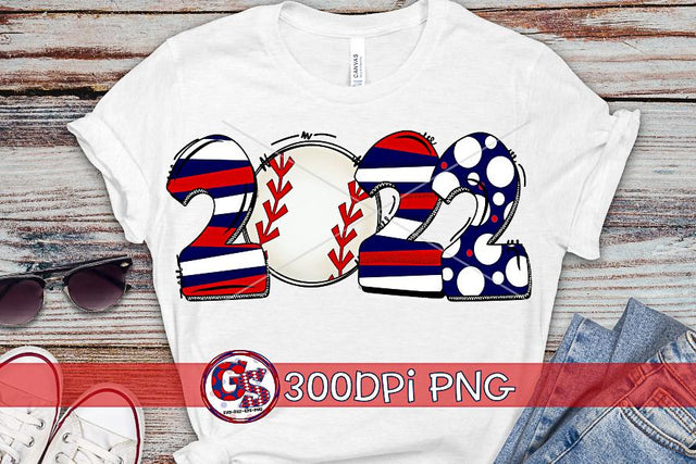 Baseball 2022 Red and Navy PNG for Sublimation Sublimation Greedy Stitches 