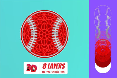 Baseball 3D Layered SVG Cut File SVG SvgOcean 