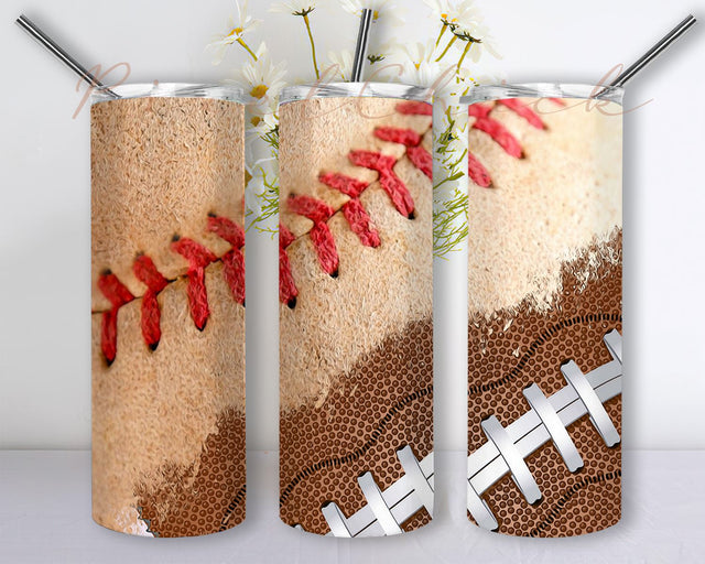 Baseball and Football Print Wrap, Mom Both with Football and Baseball, Sport Mama Gift Idea Png Sublimation, Dirty Baseball Tumbler Wrap Sublimation PixelChick 