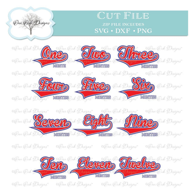 Baseball Baby Birthday Month Bundle SVG One Oak Designs 