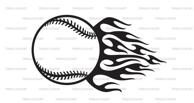 Baseball ball with flame SVG TribaliumArtSF 