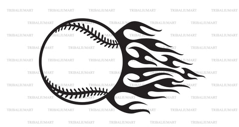 Baseball ball with flame SVG TribaliumArtSF 