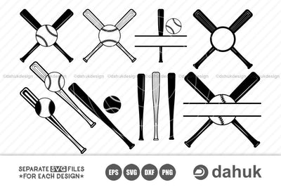 Baseball bat Svg, Baseball Logo, Baseball monogram, Baseball clipart, cuttable design, svg, png, dxf & eps designs SVG dahukdesign 