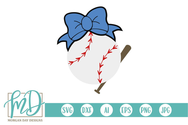Baseball Bat with Bow SVG Morgan Day Designs 