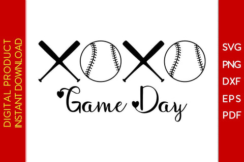 Baseball Bat XOXO Game Day Valentine's Day SVG PNG EPS Cut File SVG Creativedesigntee 