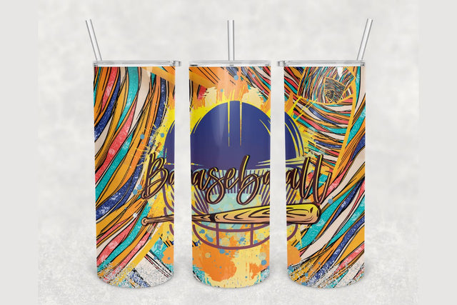 Baseball Batt Sport Tumbler sublimation design 20 oz skinny tumbler wrap Sublimation BambinaCreations 