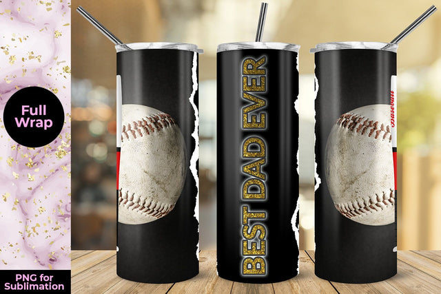 Baseball Best Dad Ever 20oz Skinny Tumbler Wrap Template Sublimation Sublimatiz Designs 