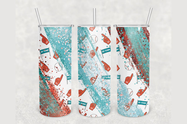 Baseball Blue Milky Way Tumbler sublimation design 20 oz skinny tumbler wrap Sublimation BambinaCreations 