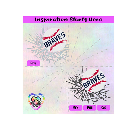 Baseball Breaking Through | Baseball Breaking Thru | Braves | (Good For Car Decal) -Transparent PNG, SVG, DXF-Silhouette, Cricut, Scan N Cut SVG Aint That Sweet 