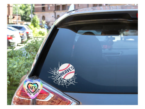 Baseball Breaking Through | Baseball Breaking Thru | Braves | (Good For Car Decal) -Transparent PNG, SVG, DXF-Silhouette, Cricut, Scan N Cut SVG Aint That Sweet 