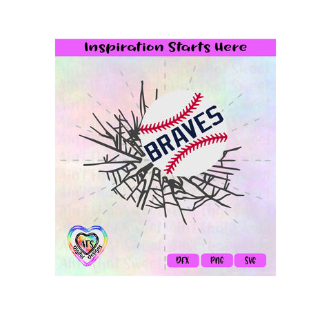 Baseball Breaking Through | Baseball Breaking Thru | Braves | (Good For Car Decal) -Transparent PNG, SVG, DXF-Silhouette, Cricut, Scan N Cut SVG Aint That Sweet 