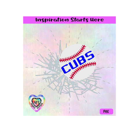 Baseball Breaking Through | Baseball Breaking Thru | Cubs | (Good For Car Decal) -Transparent PNG, SVG, DXF-Silhouette, Cricut, Scan N Cut SVG Aint That Sweet 