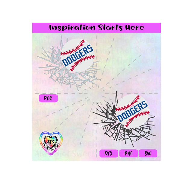 Baseball Breaking Through | Baseball Breaking Thru | Dodgers | (Good For Car Decal) -Transparent PNG, SVG, DXF-Silhouette, Cricut, Scan N Cut SVG Aint That Sweet 