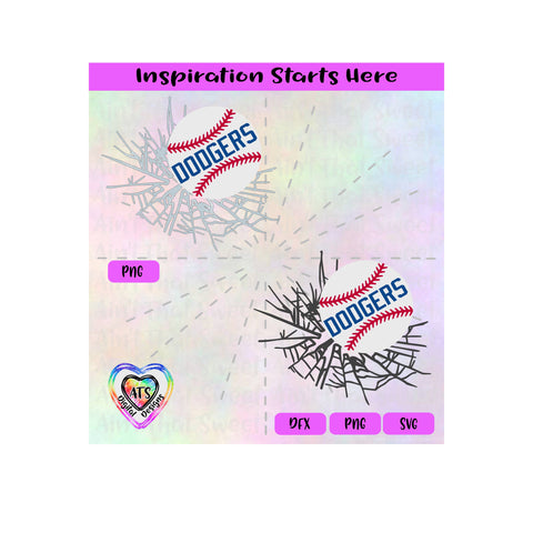 Baseball Breaking Through | Baseball Breaking Thru | Dodgers | (Good For Car Decal) -Transparent PNG, SVG, DXF-Silhouette, Cricut, Scan N Cut SVG Aint That Sweet 