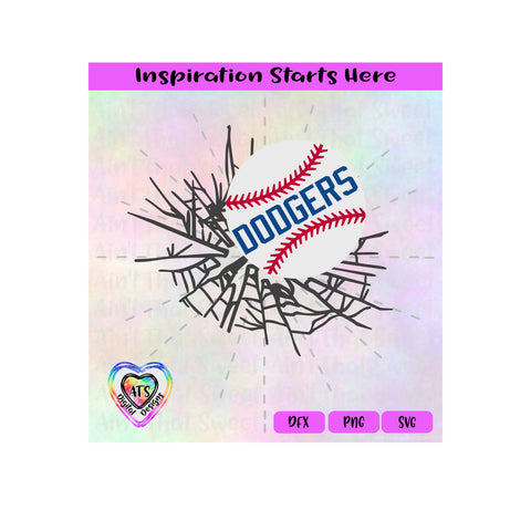 Baseball Breaking Through | Baseball Breaking Thru | Dodgers | (Good For Car Decal) -Transparent PNG, SVG, DXF-Silhouette, Cricut, Scan N Cut SVG Aint That Sweet 