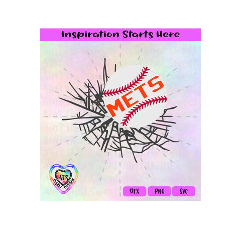 Baseball Breaking Through | Baseball Breaking Thru | Mets | (Good For Car Decal) -Transparent PNG, SVG, DXF-Silhouette, Cricut, Scan N Cut SVG Aint That Sweet 