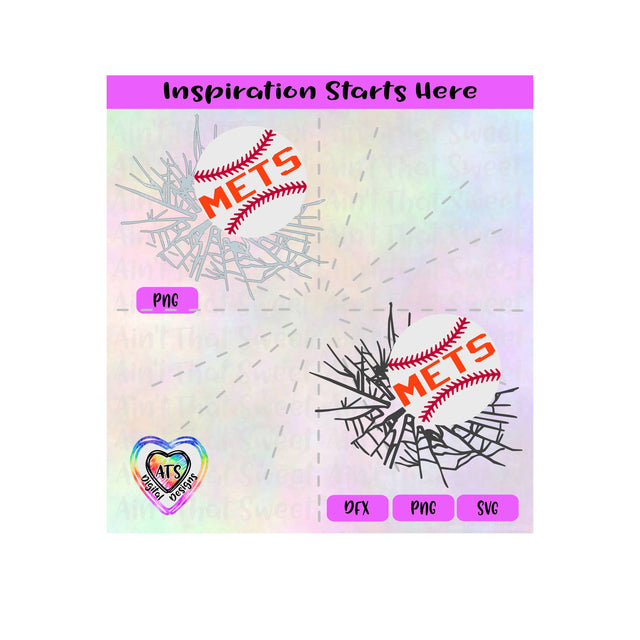 Baseball Breaking Through | Baseball Breaking Thru | Mets | (Good For Car Decal) -Transparent PNG, SVG, DXF-Silhouette, Cricut, Scan N Cut SVG Aint That Sweet 