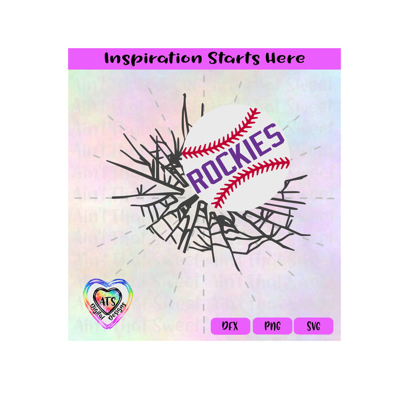 Breaking Through Rocks Svg Baseball Breaking Through | Baseball Breaking Thru | Rockies | (Good ...