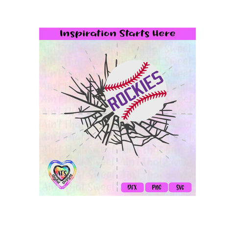 Baseball Breaking Through | Baseball Breaking Thru | Rockies | (Good For Car Decal) -Transparent PNG, SVG, DXF-Silhouette, Cricut, Scan N Cut SVG Aint That Sweet 